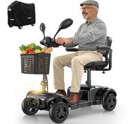 VOCIC Silla de ruedas eléctrica plegable 4 ruedas para mayores D42 | autonomía 20KM, silla de ruedas para personas mayores plegable con neumáticos a prueba de pinchazos para todo terreno, Negro