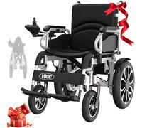 VOCIC Silla de ruedas eléctrica plegable ligera hasta 150 kg, 30 km, silla de ruedas eléctrica para exteriores con neumáticos de goma de 40 cm para todo terreno, fácil de transportar (gris plateado)
