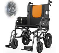 VOCIC U11 Silla de ruedas plegable ligera 13 kg, silla de ruedas plegable hasta 136 kg, asiento de 46 cm, dos frenos, neumáticos grandes de 30 cm, cojín de malla 3D, silla de ruedas estrecha, soporte