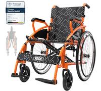 VOCIC U31 Silla de ruedas plegable ligera de hasta 150 kg, diseño de doble freno, con autopropulsión para personas mayores (17,5 kg), silla de ruedas de viaje con rueda trasera grande de 60 cm, color