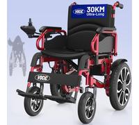 VOCIC V56 Silla de ruedas eléctrica plegable ligera, 30 km | silla de ruedas eléctrica de 150 kg, para exteriores con neumáticos de goma de 40 cm, (bermellón)