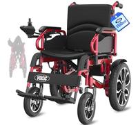 VOCIC V56 Silla de ruedas eléctrica plegable ligera, 30 km, silla de ruedas eléctrica de hasta 150 kg, para exteriores con neumáticos de goma de 40 cm, para todo tipo de terrenos (bermellón)