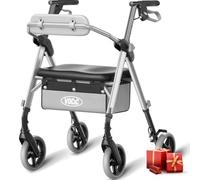 VOCIC Z11 Rollator plegable y ligero con asiento, Max 172kg, Rollator estrecho para el hogar, Rollators ligeros plegables para personas mayores, Asiento ergonómico, altura ajustable, Plata, 5 años de