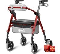 VOCIC Z11 Rollator plegable y ligero con asiento, Max 172kg, Rollator estrecho para vivienda, Rollators ligeros plegables para personas mayores, Asiento ergonómico, altura ajustable, color vino, 5