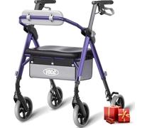 VOCIC Z11 Rollator plegable y ligero con asiento, Max 172kg, Rollator estrecho para vivienda, Rollators ligeros plegables para personas mayores, Asiento ergonómico, altura ajustable, Lila, 5 años de
