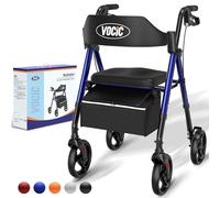 VOCIC Z21 Andador plegable ligero para ancianos, Andadores adultos estrecho | Rollator plegable para todos los terrenos,Asiento regulable en altura,Para uso exterior e interior,Azul| 5 años Support