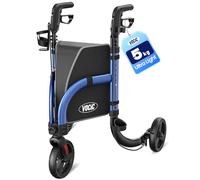 VOCIC Z25 Andador estrecho para apartamento con 3 ruedas, 4,9 kg, Aluminio | Andador plegable y ligero & para ancianos, andadores con ruedas de 20 cm,soporte para bastones & bebidas,MAX 136kg,Azul