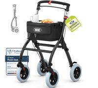 VOCIC Z32 Andador estrecho para ancianos & apartamentos, Plegable y ligero | Andadores adultos estable de interior, Ruedas súper silenciosas y antideslizantes, con bandeja, negro, 5 años Support