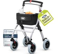 VOCIC Z32 Andador estrecho para ancianos & apartamentos, Plegable y ligero | Andadores adultos estable de interior, Ruedas súper silenciosas y antideslizantes, con bandeja, Blanco, 5 años Support