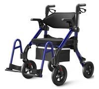 VOCIC Z55 Andador plegable y ligero con asiento, 2 en 1, para personas mayores, neumáticos de goma para todo terreno, aluminio, azul