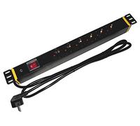 VOCOMO Regleta de 6 enchufes de 19" (3680 W) con entrada de conmutación de 12 V para amplificador AV/receptor, conector intermedio en espera TSL6-II HR