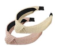 VOCOSTE 2uds Mujer Ancha Anudada Diadema, 1.97" Ancha, para Mujer Chica rosa, beige