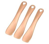 VOCOSTE 3 espátulas de maquillaje, mini cucharas, palitos de masaje de crema de ojos, para crema facial cosmética, forma de corazón, 2.36 x 0.47 pulgadas, tono oro rosa