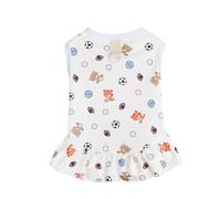VOCUE Bonito vestido estampado para perros con anillos de tracción, falda para perros, vestidos cómodos de primavera, estilo encantador, falda para perros y gatos