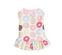 VOCUE Bonito vestido estampado para perros con anillos de tracción, falda para perros, vestidos cómodos de primavera, estilo encantador, falda para perros y gatos