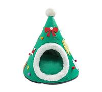 VOCUE Cama de Navidad para gatos de interior para perros pequeños, cama cálida lavable para cachorros, cama de tienda de campaña, cojín extraíble