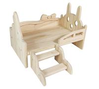 VOCUE Cama para hámster para mascotas pequeñas con escalera, plataforma de madera, plataforma de esquina, jaula de juguete, decoración de animales pequeños