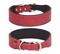 VOCUE Collar de cuero para perros, collar acolchado suave para perros grandes, collares ajustables, razas grandes, collar en relieve, suministro para perros