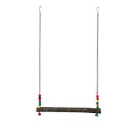 VOCUE Columpio para pájaros con cuentas coloridas, puente de madera para colgar periquitos, juguete para decoración de jaula de pájaros