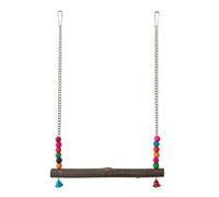 VOCUE Columpio para pájaros con cuentas coloridas, puente de madera para colgar periquitos, juguete para decoración de jaula de pájaros