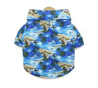 VOCUE Cómoda camisa con cuello de solapa y diseño de gatos y perros, de secado rápido, con estampado de hojas