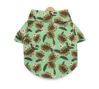 VOCUE Cómoda camisa con cuello de solapa y diseño de gatos y perros, de secado rápido, con estampado de hojas