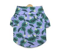 VOCUE Cómoda camisa con cuello de solapa y diseño de gatos y perros, de secado rápido, con estampado de hojas