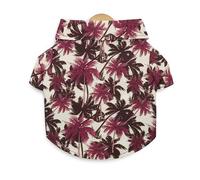 VOCUE Cómoda camisa con cuello de solapa y diseño de gatos y perros, de secado rápido, con estampado de hojas