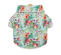 VOCUE Cómoda camisa con cuello de solapa y diseño de gatos y perros, de secado rápido, con estampado de hojas
