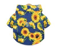 VOCUE Cómoda camisa con cuello de solapa y diseño de gatos y perros, de secado rápido, con estampado de hojas