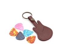 VOCUE Funda de piel sintética para púas y púas, con llavero para guitarra, bajo, ukelele, funda con 5 púas
