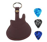 VOCUE Funda para púas de guitarra con 3 púas, bolsa de piel sintética y funda de transporte para púas con llavero para guitarra, bajo, ukelele