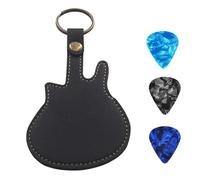 VOCUE Funda para púas de guitarra con 3 púas, bolsa de piel sintética y funda de transporte para púas con llavero para guitarra, bajo, ukelele