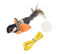 VOCUE Juguete chirriante para gatos, pájaro, gatos, juguete chirriante con plumas para gatos, dentición, pájaro masticable con plumas para que los gatos hagan ejercicio, regalo