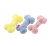 VOCUE Juguete de interacción para perros para mascotas, juguete de peluche de hueso, 3 piezas, juguete chirriante, juguete suave para dentición para perros, juguete de entretenimiento para mascotas
