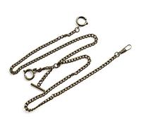 VOCUE Reloj de bolsillo con cadena doble Albert para hombre, cadena antigua con barra en T para reloj de bolsillo, llaves, colgantes