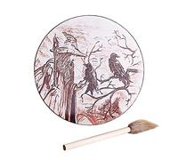 VOCUE Tambor sanador de sonido de tambor, hecho a mano, tambor chamánico de música siberiana con kits de adornos de baquetas