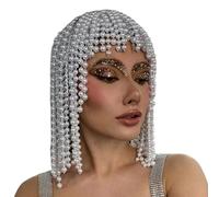 VOCUE Tocado de perlas y borlas para novia, sombrero de cadena de moda, flecos, adorno para el pelo, elegante accesorio para el cabello para mujer