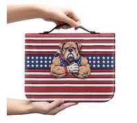Vodetik Funda para la Biblia de la bandera estadounidense para mujeres, funda de la Biblia de perro para niñas con asa y cremallera, bolso de mano de las Escrituras de la iglesia católica, organizador