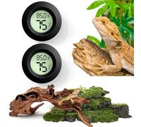 Vodolo 2 termómetros para reptiles y medidor de humedad, hidrómetro de terrario de reptiles adhesivo digital, accesorios de tanque de dragón barbudo, suministros de medidor de humedad para mascotas