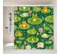 VODRM Cortina de ducha con diseño de rana, 72 x 72 pulgadas, diseño de hojas rústicas, decoración de baño con 12 ganchos, cortinas impermeables estéticas botánicas, decoración del hogar, dormitorio,