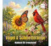 Vögel & Schmetterlinge Malbuch für Erwachsene: 60 Großflächige Ausmalbilder mit Dicken Linien für Senioren, Anfänger & Naturfreunde - Stressabbau & Entspannung