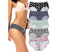 VOENXE 5 Pack Bragas Sin Costuras Mujer,Hipster Braguitas Invisibles,Ropa Interior para Mujer Microfibra,Cómodas Culotte Slip Cintura Baja,Brasileñas Women Underwear, Suaves Calzoncillos Seamless