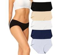 VOENXE 5 Pack Bragas Sin Costuras Mujer,Hipster Braguitas Invisibles,Ropa Interior para Mujer Microfibra,Cómodas Culotte Slip Cintura Baja,Brasileñas Women Underwear, Suaves Calzoncillos Seamless