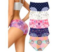 VOENXE 5 Pack Bragas Sin Costuras Mujer,Hipster Braguitas Invisibles,Ropa Interior para Mujer Microfibra,Cómodas Culotte Slip Cintura Baja,Brasileñas Women Underwear, Suaves Calzoncillos Seamless
