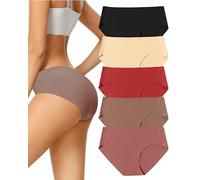 VOENXE 5 Pack Bragas Sin Costuras Mujer,Hipster Ropa Interior Invisibles | Invisible Braguitas Microfibra,Brasileñas Seamless Women Bikini Underwear,Cómodas Culotte Slip,Calzones Talle Calzoncillos