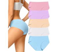 VOENXE 5 Pack Bragas Sin Costuras Mujer,Hipster Ropa Interior Invisibles | Invisible Braguitas Microfibra,Brasileñas Seamless Women Bikini Underwear,Cómodas Culotte Slip,Calzones Talle Calzoncillos