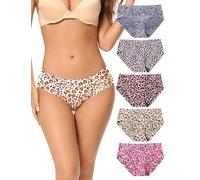 VOENXE 5 Pack Bragas Sin Costuras Mujer,Hipster Ropa Interior Invisibles | Invisible Braguitas Microfibra,Brasileñas Seamless Women Bikini Underwear,Cómodas Culotte Slip,Calzones Talle Calzoncillos