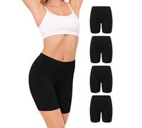 VOENXE Braga Pantalon Antirozaduras Mujer Algodon,Leggins Cortos Deportivos | 4 Pack Boxer Mujer Algodón Sin Costura,Pantalones Anti Rozaduras Interior,Cotton Bike Shorts Women,Short para Debajo de Falda