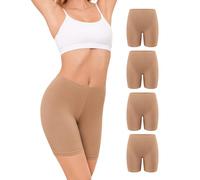 VOENXE Braga Pantalon Antirozaduras Mujer Algodon,Leggins Cortos Deportivos | 4 Pack Boxer Mujer Algodón Sin Costura,Pantalones Anti Rozaduras Interior,Cotton Bike Shorts Women,Short para Debajo de Falda